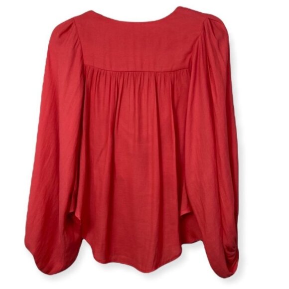 Free People Coral Pink Cowl Neck‎ Drape Blouse Top Size XS Raglan Sleeves Boho - Picture 4 of 10